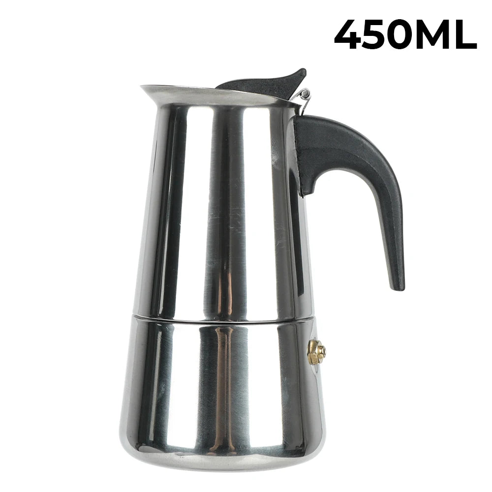 Cafetera italiana de acero inoxidable de 100 a 450 ml