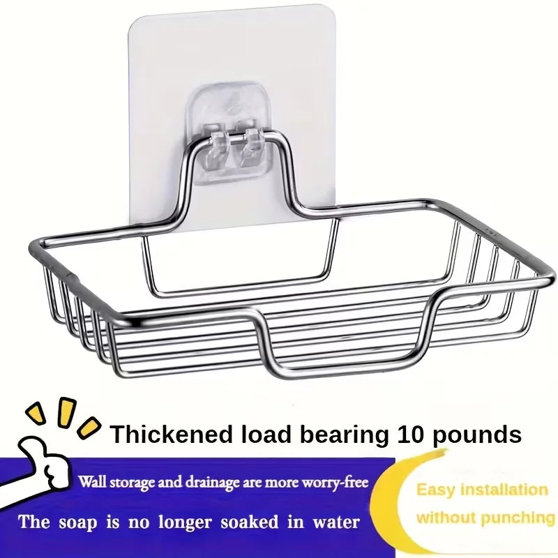 Jabonera de pared de acero inoxidable con fijación adhesiva