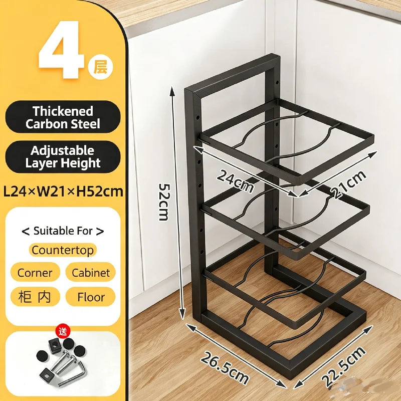 Organizador ajustable de acero para ollas y sartenes