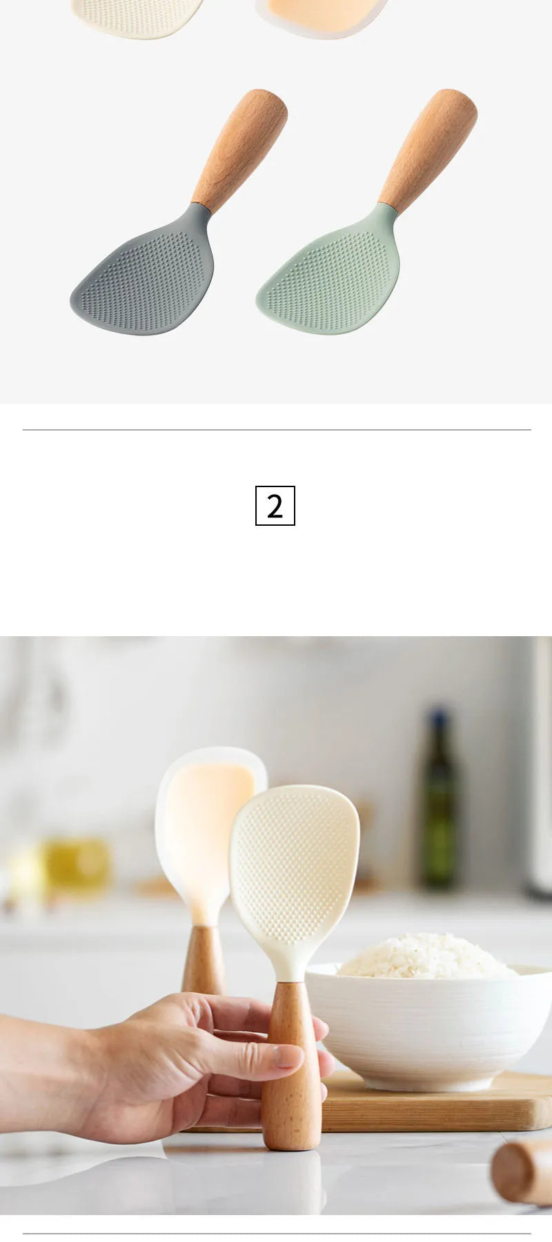 Cuchara de silicona para cocinar y servir arroz
