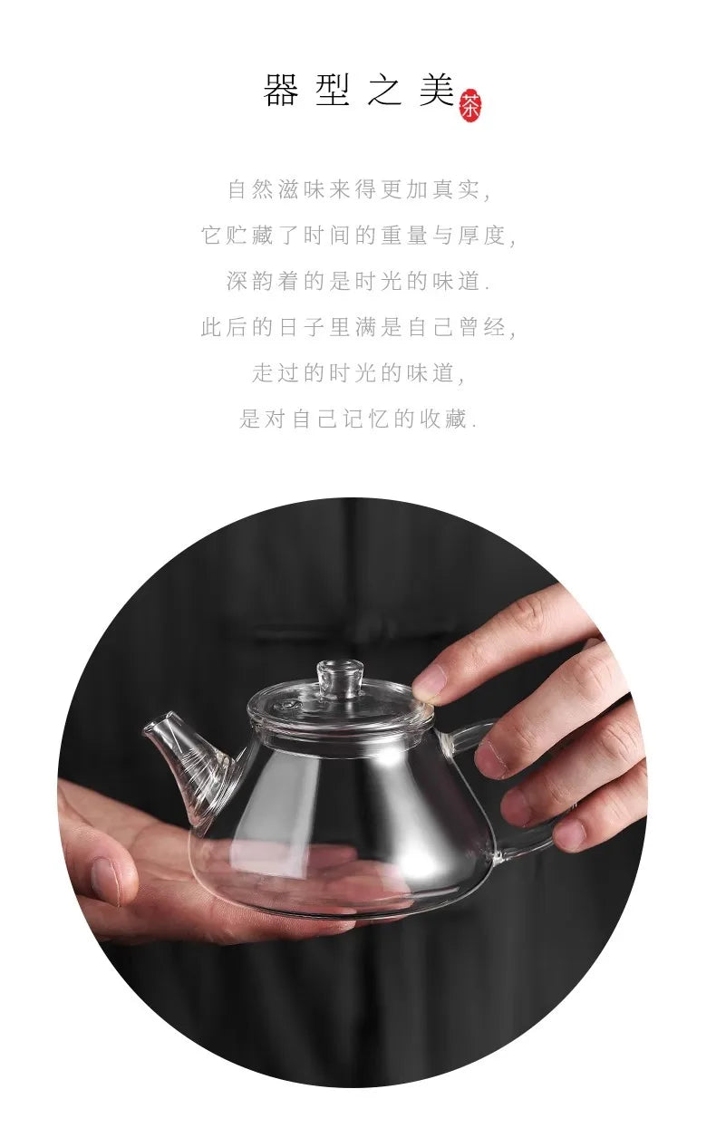 Mini tetera de vidrio resistente al calor con filtro para té