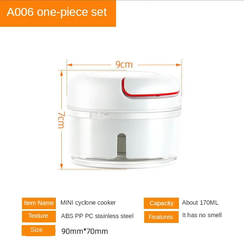 Picador manual de ajo a cuerda blanco de 9 × 7 cm