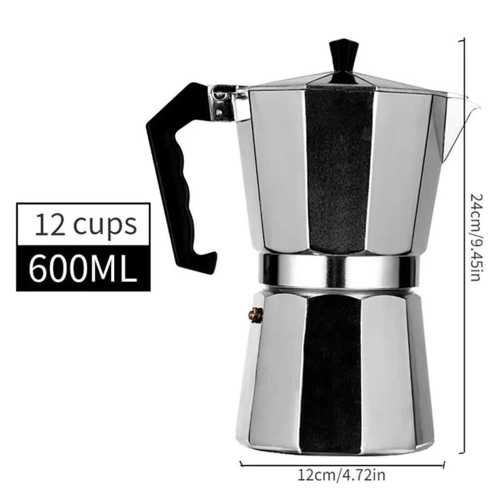 Cafetera italiana moka de aluminio con filtro reutilizable