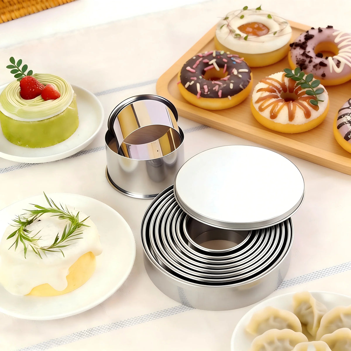 Set de cortantes redondos de acero inoxidable para galletitas y fondant