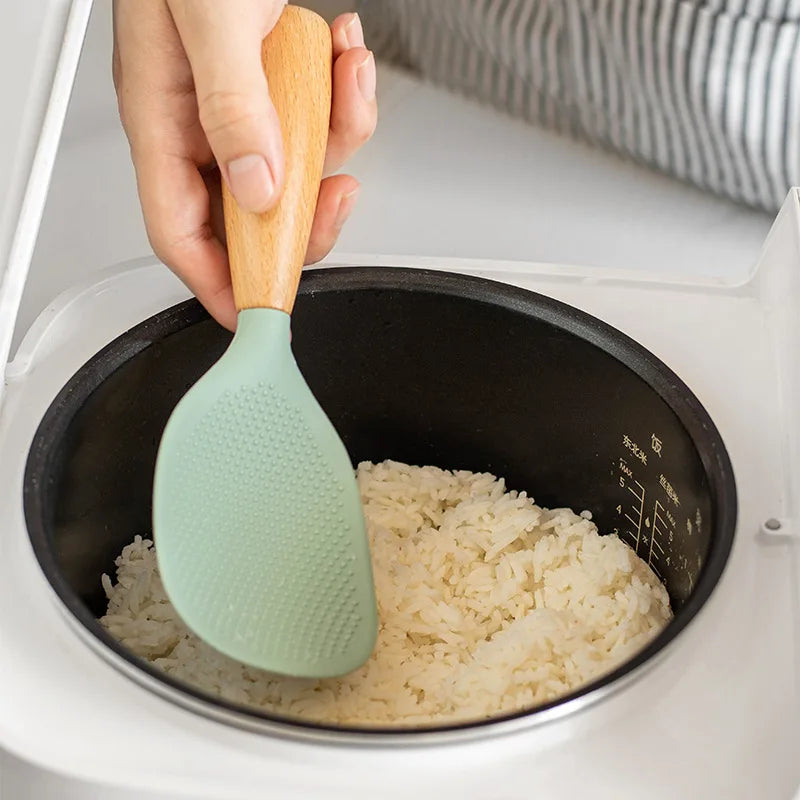 Cuchara de silicona para cocinar y servir arroz