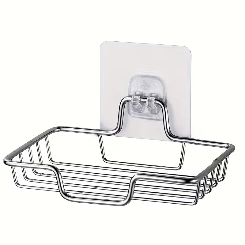 Jabonera de pared de acero inoxidable con fijación adhesiva