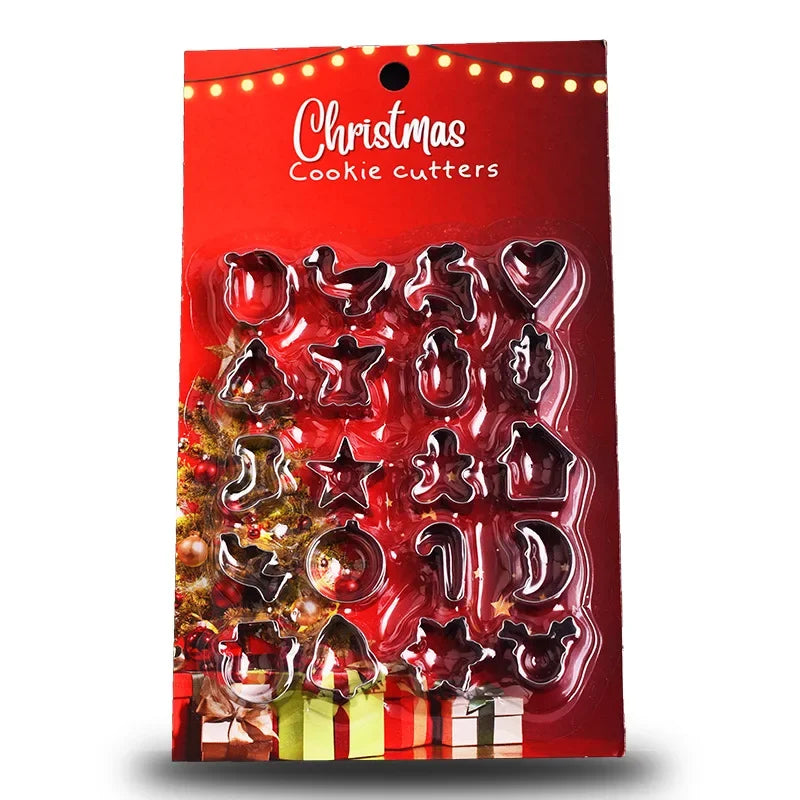 Set de 20 mini cortantes navideños de acero inoxidable para galletitas