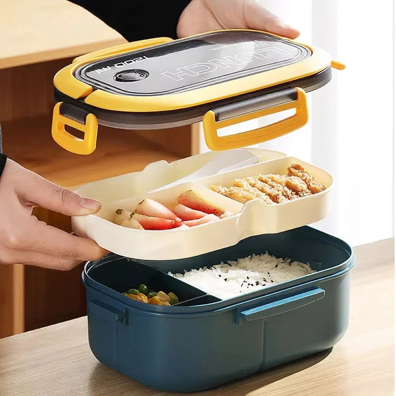 Vianda bento de dos niveles de 1200 ml con cubiertos G801