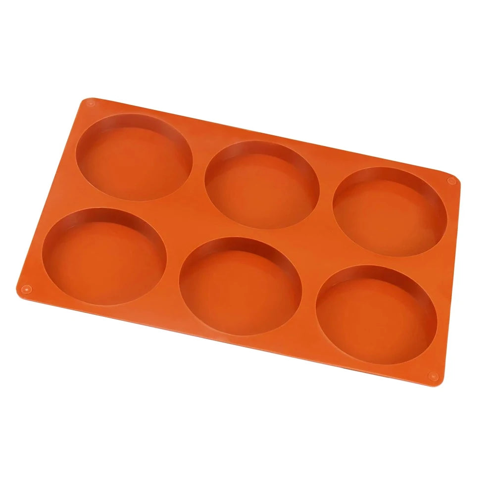 Molde de silicona con 6 cavidades redondas para repostería