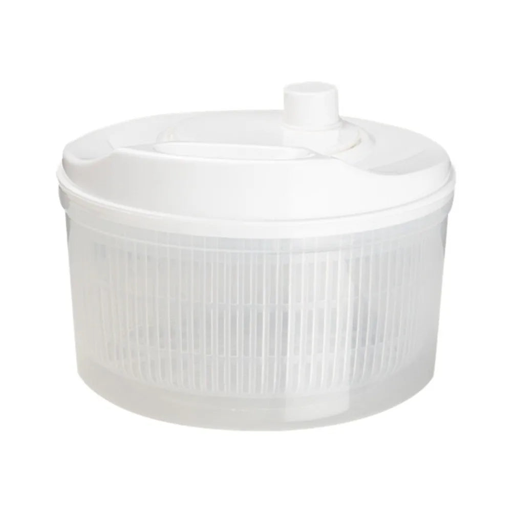 Centrifugadora manual blanca para verduras con canasto escurridor