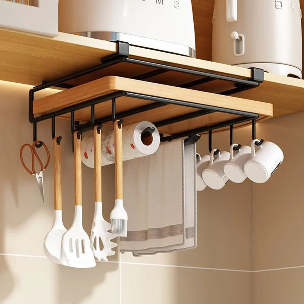Estante organizador metálico bajo alacena para cocina