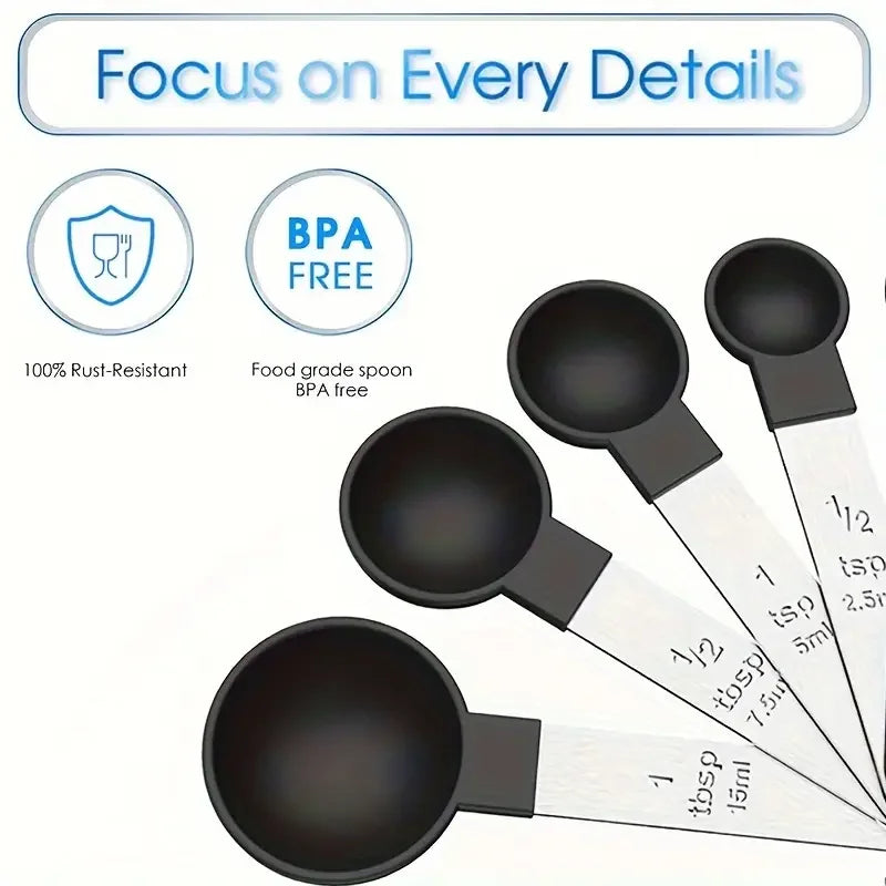 Set apilable de tazas y cucharas medidoras de 8 piezas