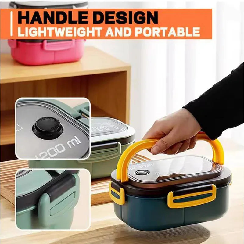 Vianda bento de dos niveles de 1200 ml con cubiertos G801