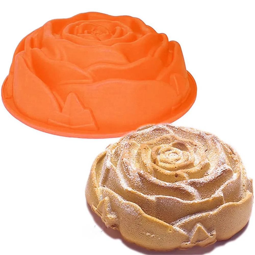 Molde de silicona para tortas con forma de rosa de 24 cm