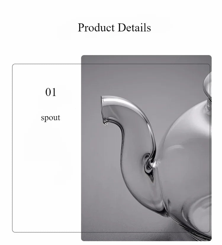 Tetera de vidrio borosilicato con infusor para té en hebras