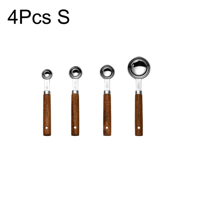 Set de medidores de acero inoxidable con mangos de madera