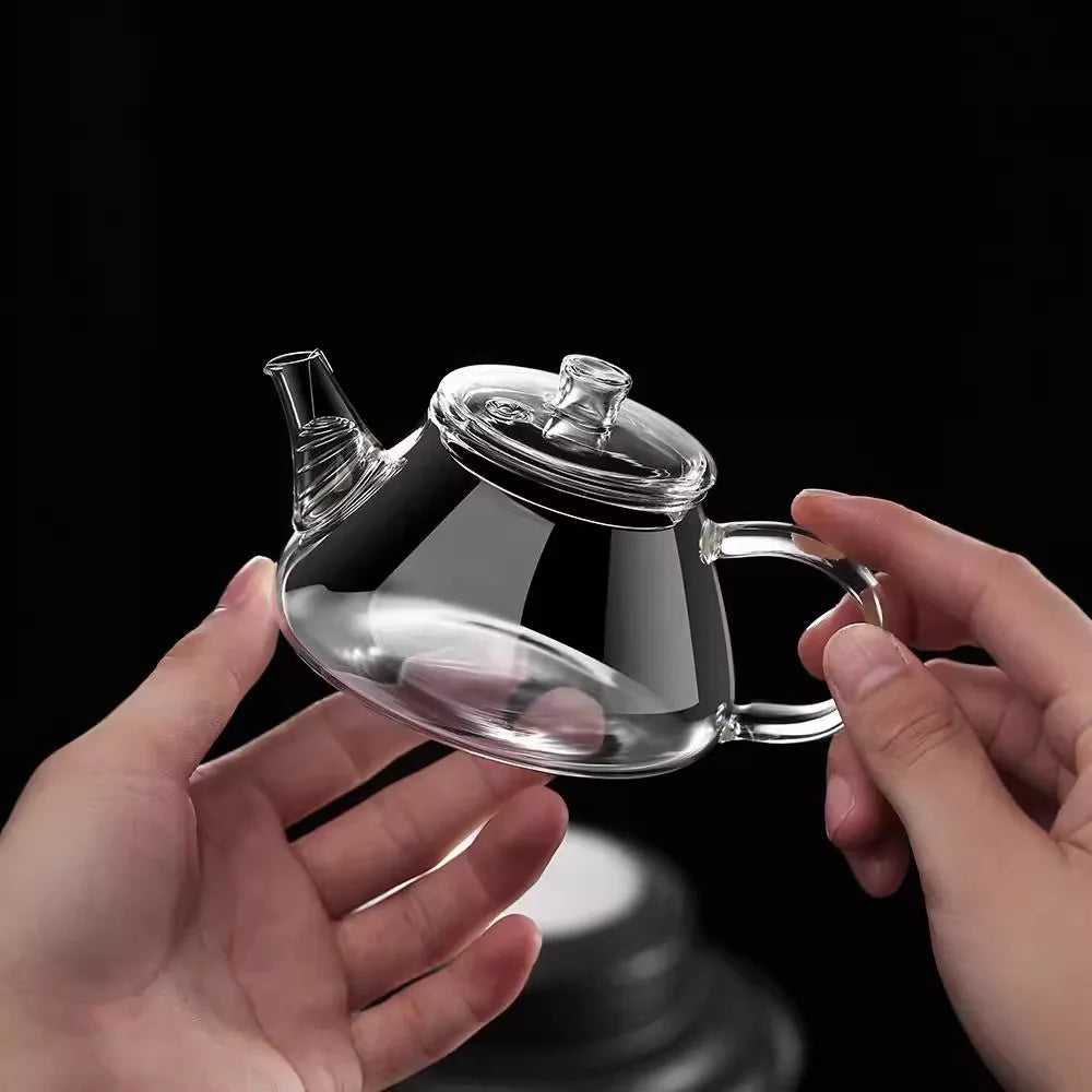 Mini tetera de vidrio resistente al calor con filtro para té