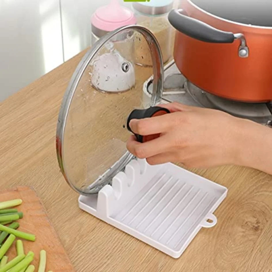 Apoyacucharas con soporte para tapas de olla