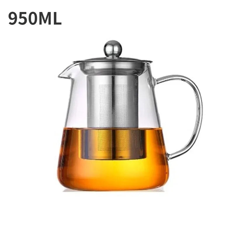 Tetera de vidrio borosilicato con infusor extraíble de acero inoxidable