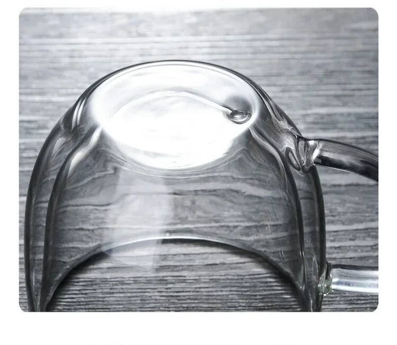 Taza de vidrio borosilicato de doble pared con asa