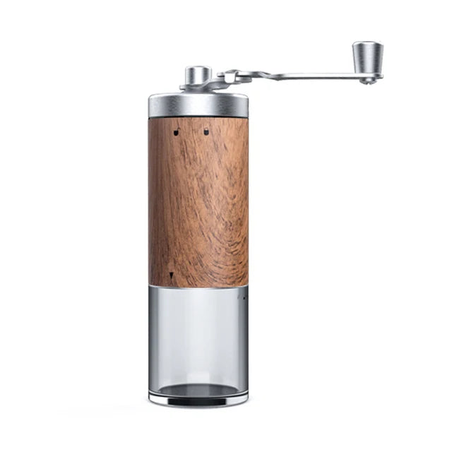 Molinillo de café manual con manivela plegable y acabado símil madera