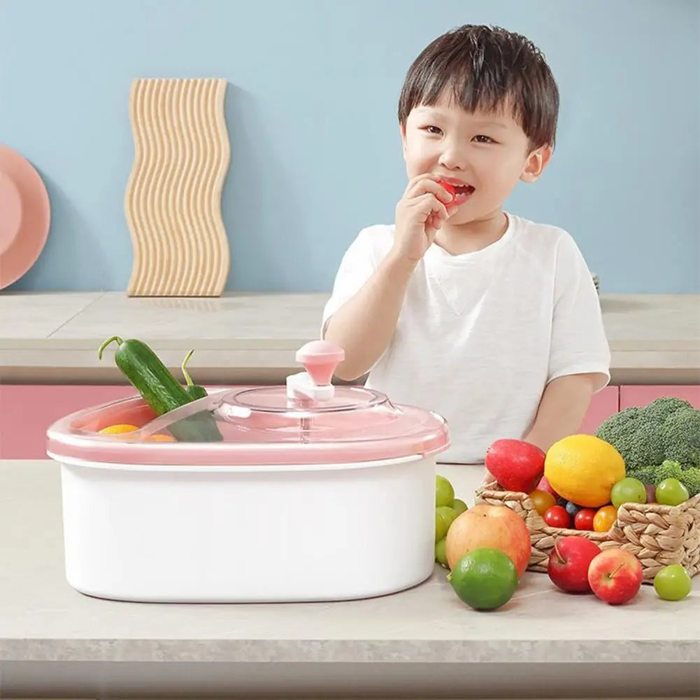 Lavador manual de frutas con manivela y canasto escurridor