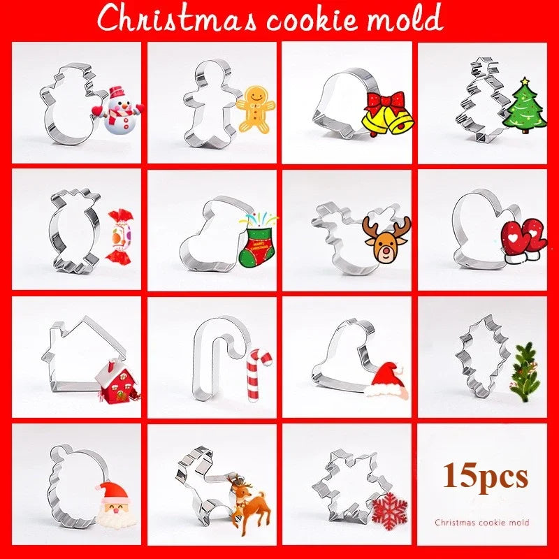 Set de 20 mini cortantes navideños de acero inoxidable para galletitas