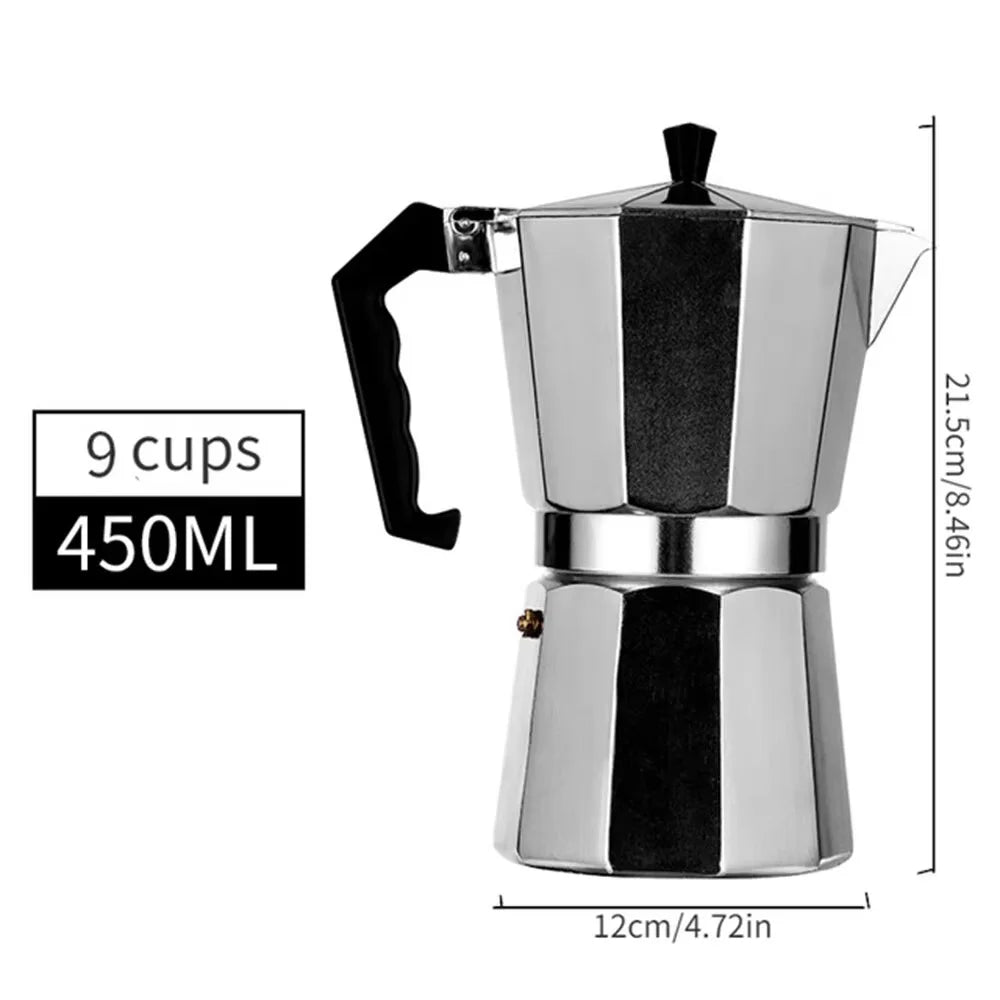 Cafetera italiana moka de aluminio con filtro reutilizable