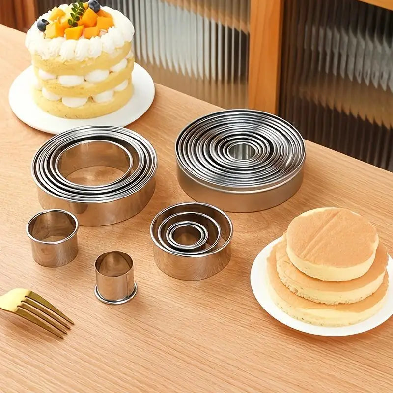 Set de cortantes redondos de acero inoxidable para galletitas y fondant