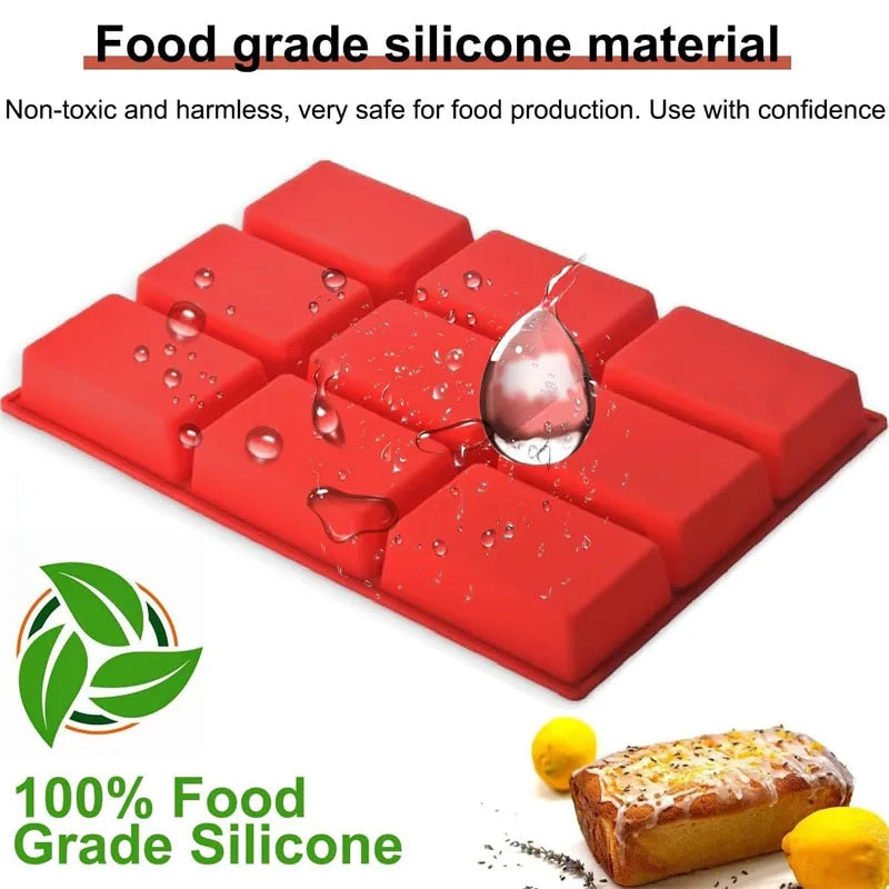 Molde de silicona para mini budines y panes de 9 cavidades