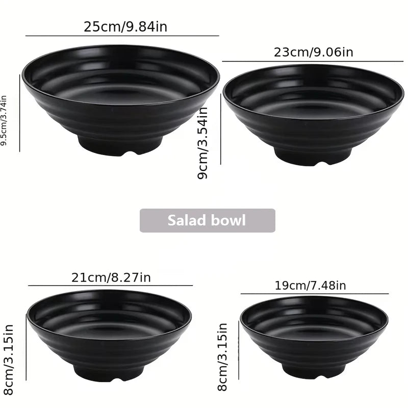 Bowl negro de plástico para fideos y ensaladas