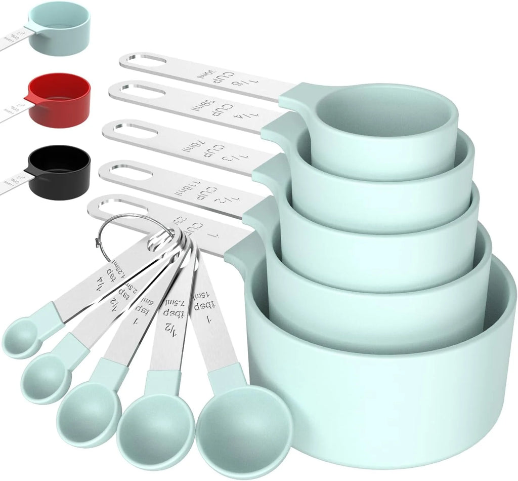 Set apilable de tazas y cucharas medidoras de 8 piezas