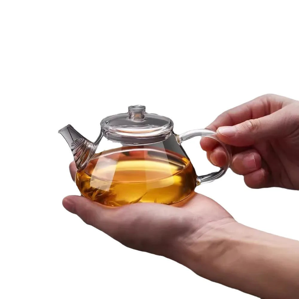 Mini tetera de vidrio resistente al calor con filtro para té