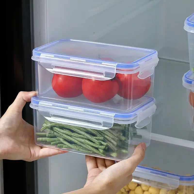 Recipiente rectangular de plástico con tapa para viandas