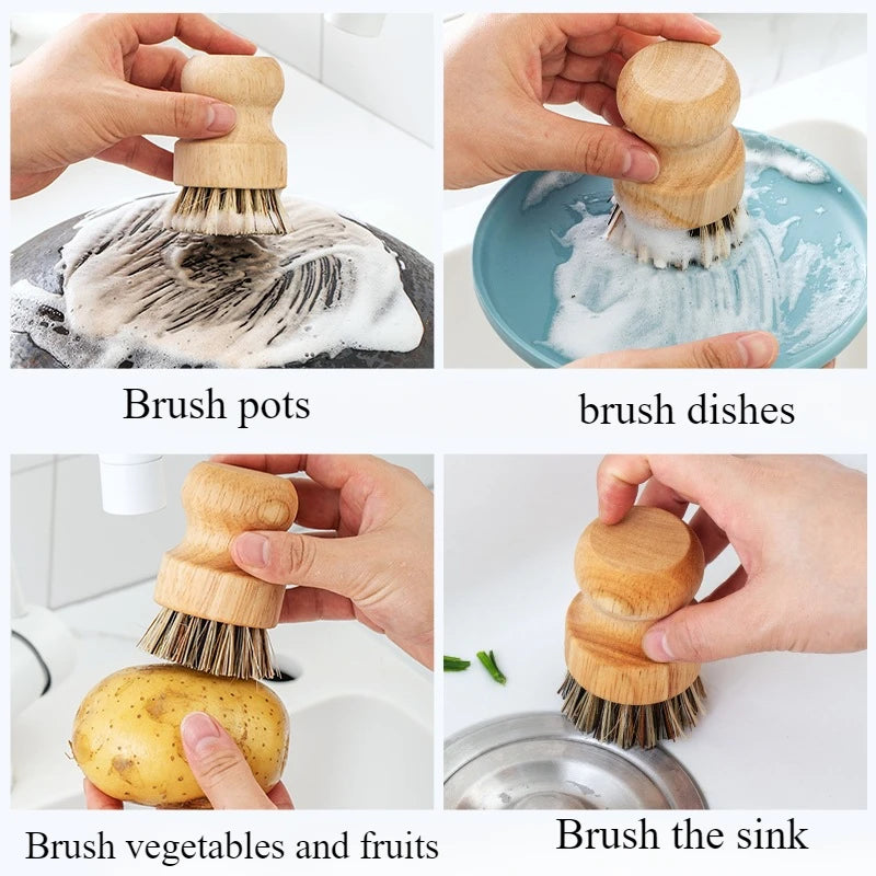 Cepillos para vajilla de bambú con fibras de sisal o coco