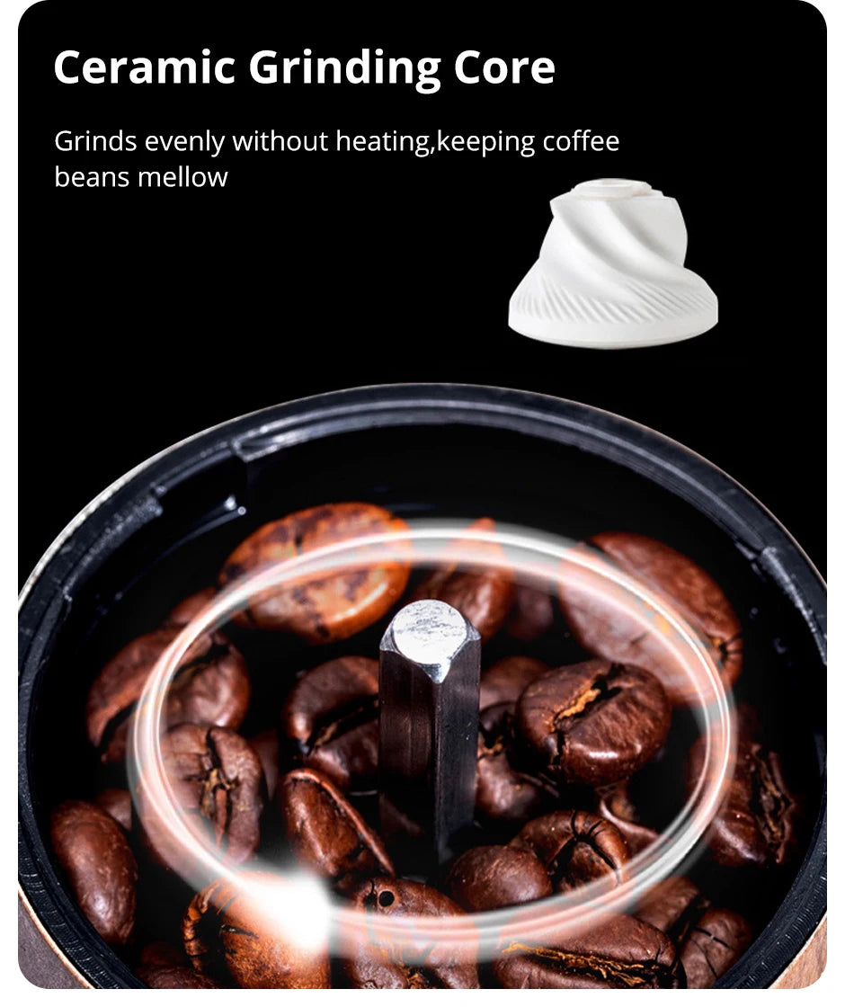 Molinillo de café manual con manivela plegable y acabado símil madera
