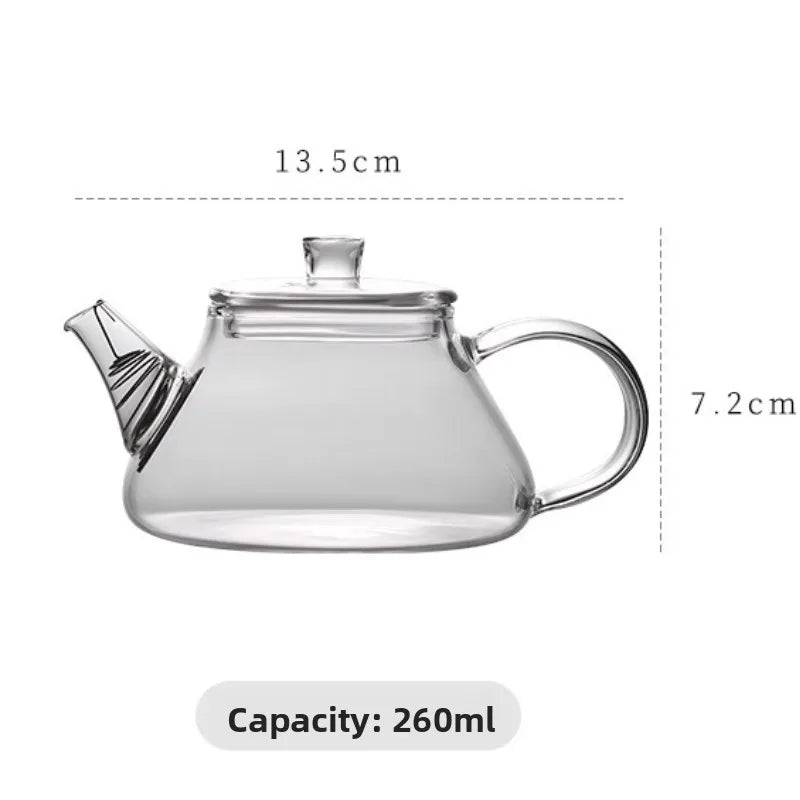Mini tetera de vidrio resistente al calor con filtro para té