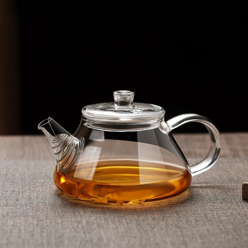 Mini tetera de vidrio resistente al calor con filtro para té