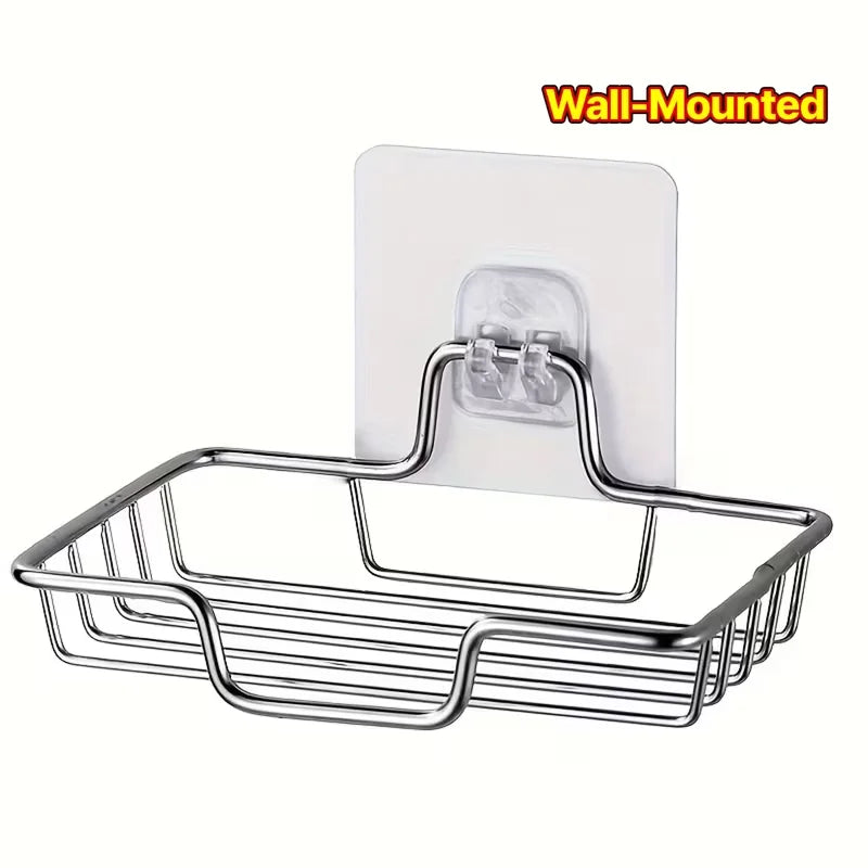 Jabonera de pared de acero inoxidable con fijación adhesiva