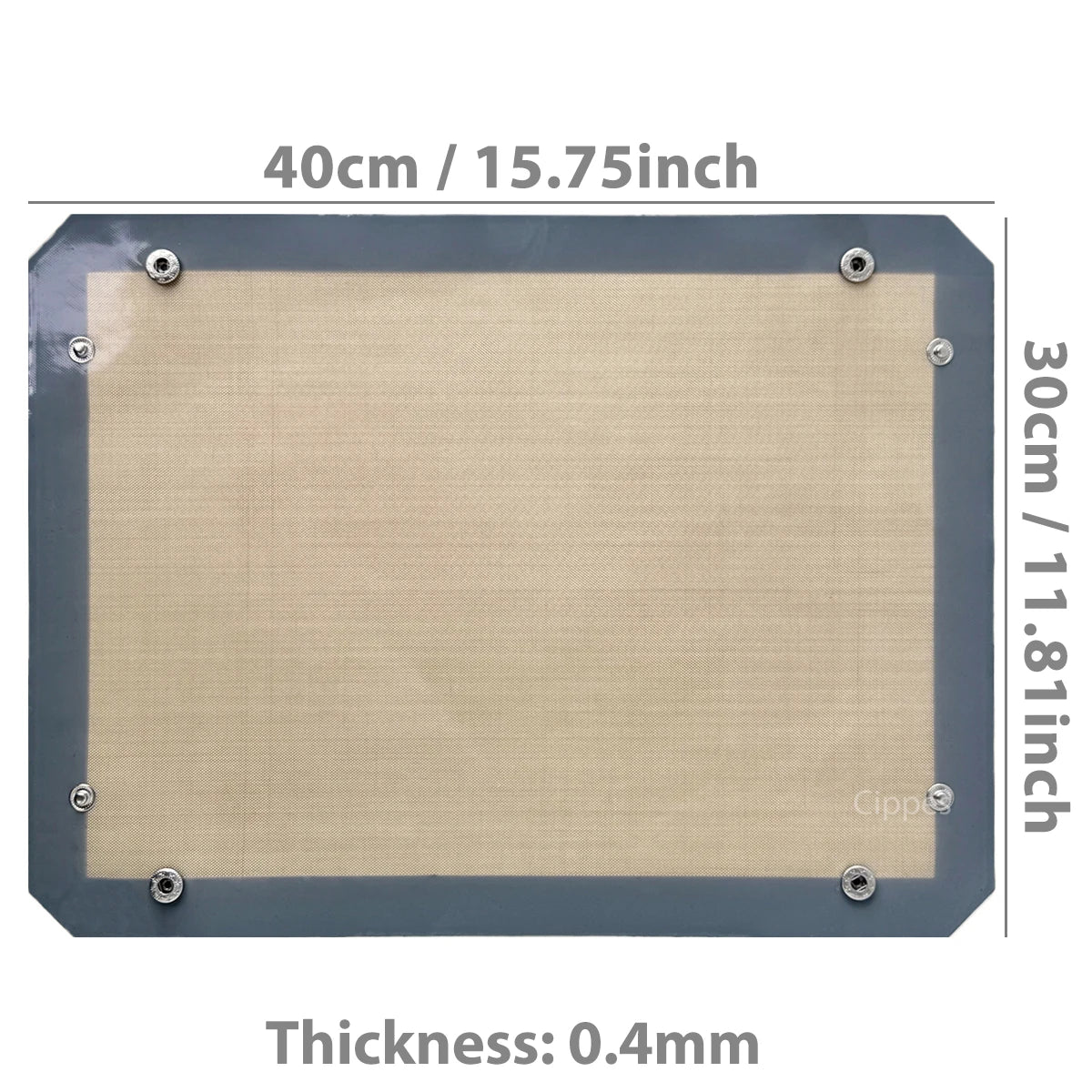 Lámina de silicona para hornear con broches de 40 × 30 cm