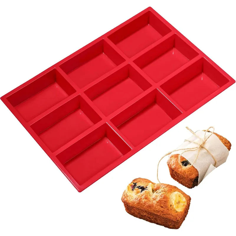 Molde de silicona para mini budines y panes de 9 cavidades