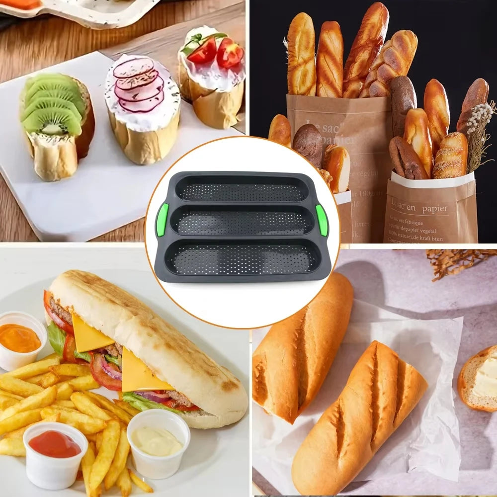 Molde de silicona para pan casero, baguettes y panes de hamburguesa
