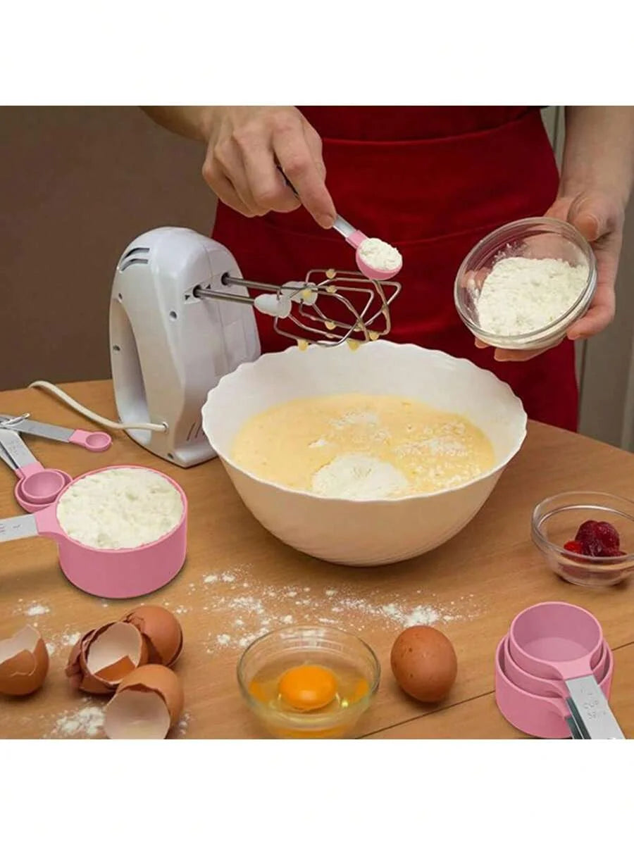 Set apilable de tazas y cucharas medidoras de 8 piezas