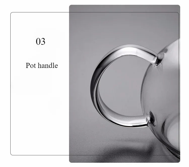 Tetera de vidrio borosilicato con infusor para té en hebras