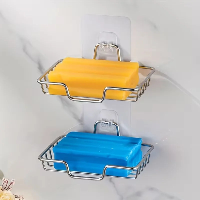 Jabonera de pared de acero inoxidable con fijación adhesiva