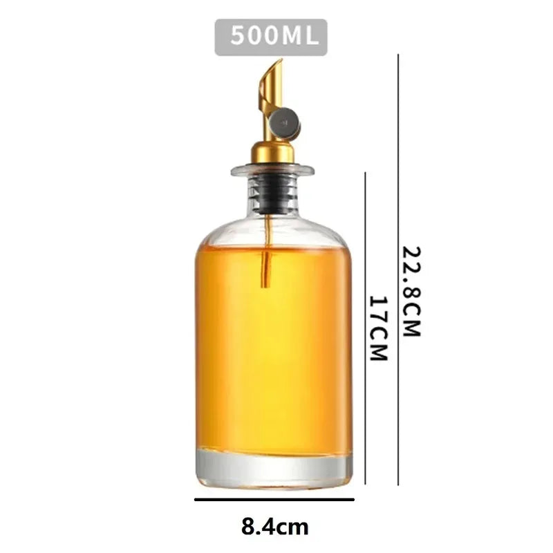 Aceitera de vidrio transparente para aceite y vinagre