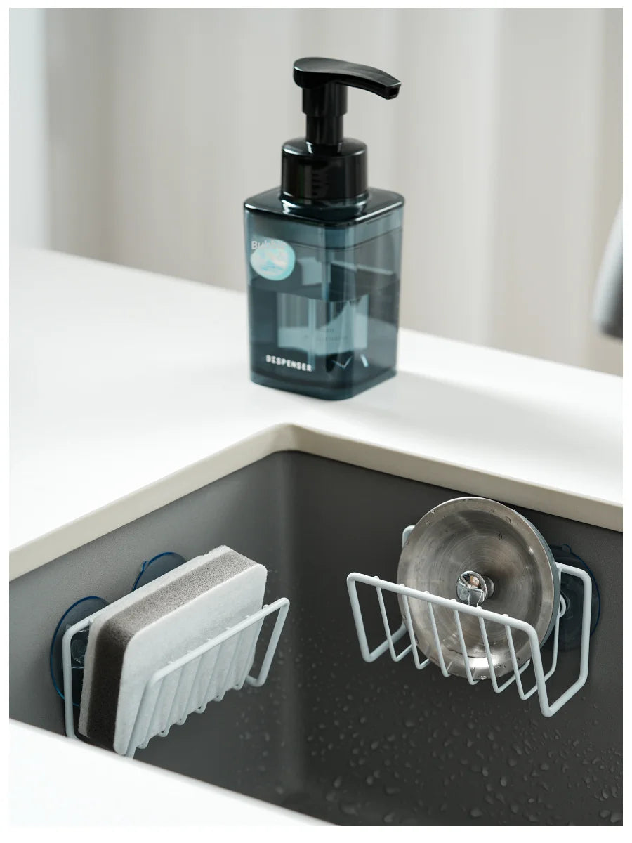 Portaesponja de acero inoxidable con ventosa para bacha