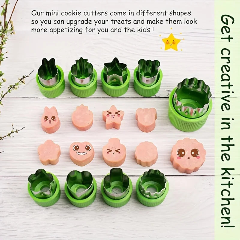 Set de 9 mini cortantes de acero inoxidable para galletitas y vegetales