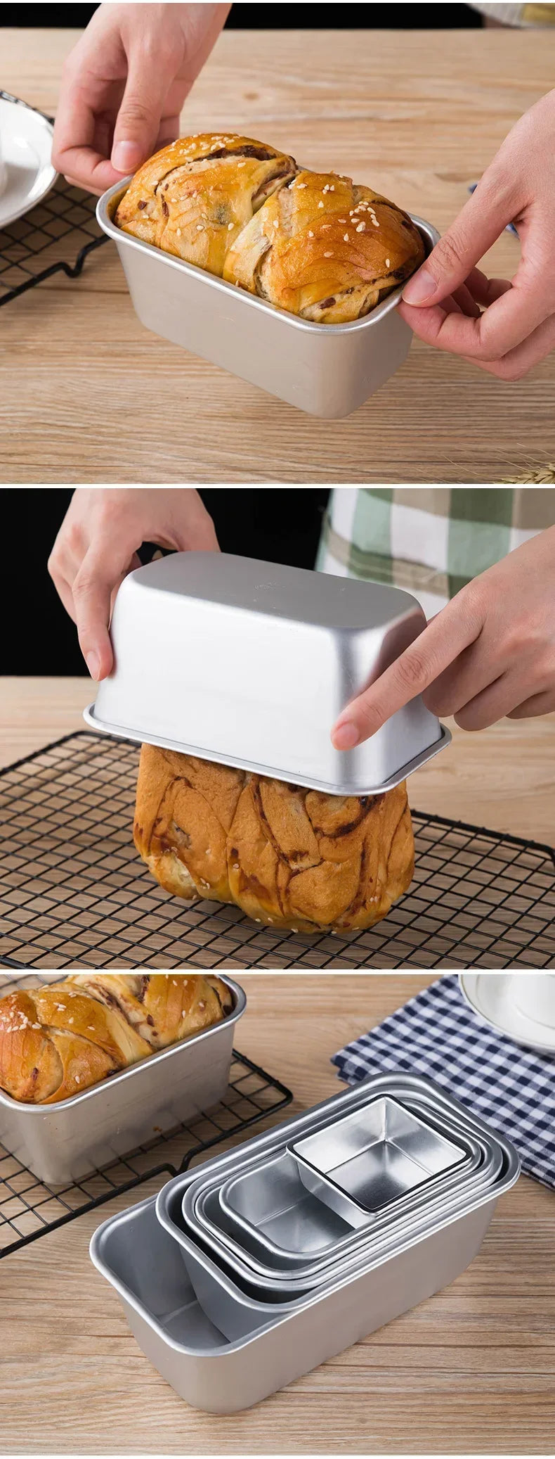 Molde rectangular compacto para pan y budines