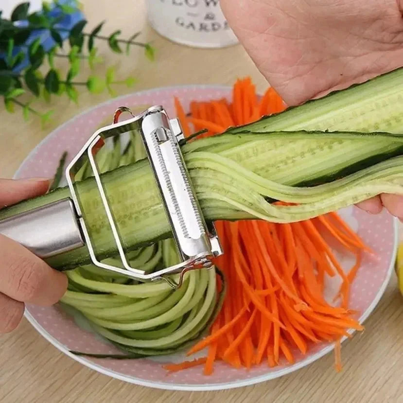Pelador juliana multifunción de acero inoxidable para frutas y verduras